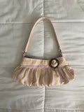 pink & yellow striped purse with buckle