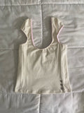tiny pink & cream polka dot top