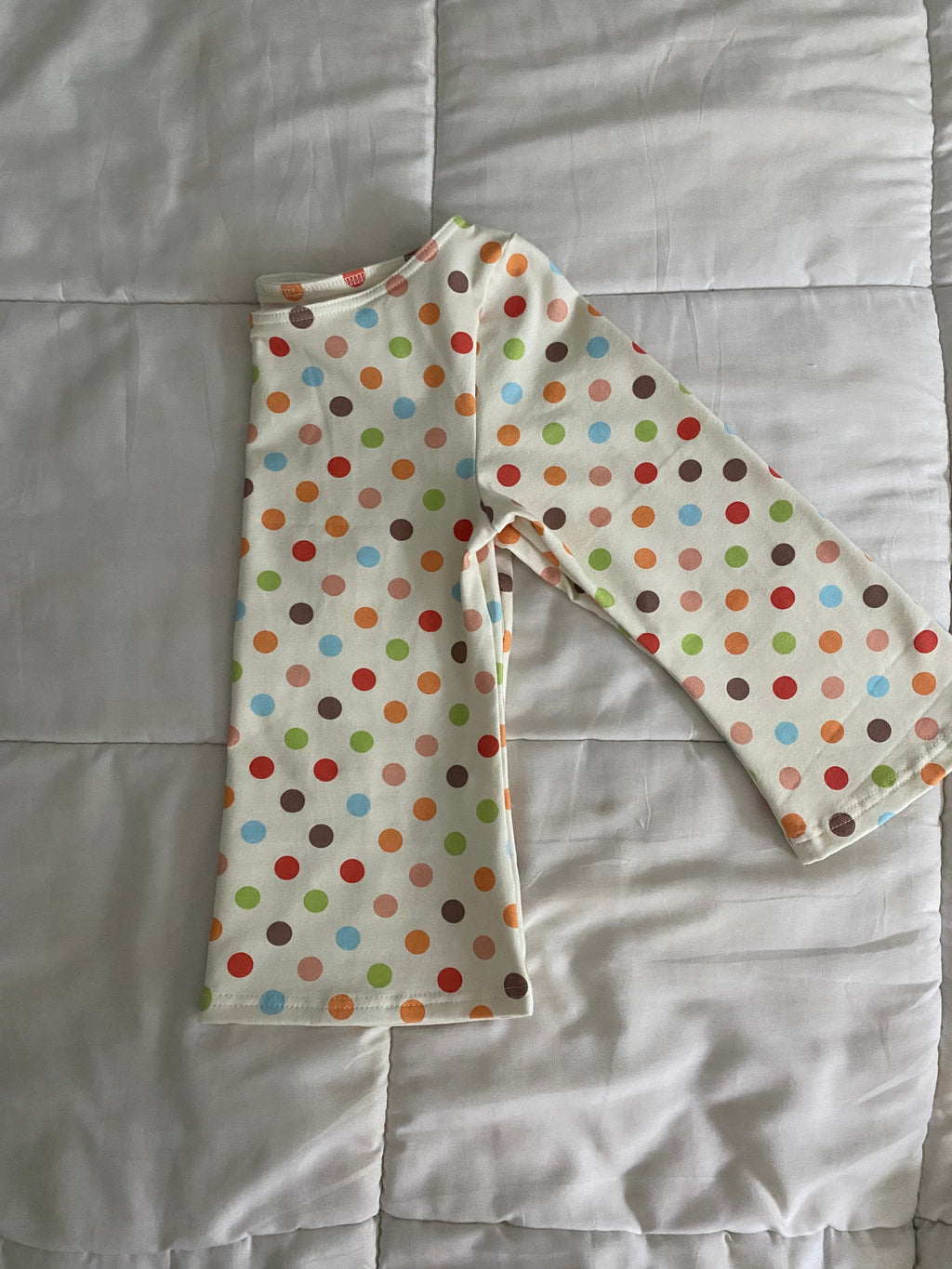 multicolored large polka dot long sleeve top