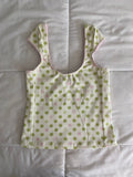 green & pink dotted/swirl top