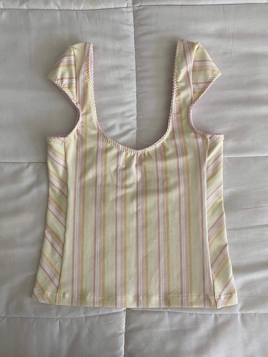 yellow & pink striped top