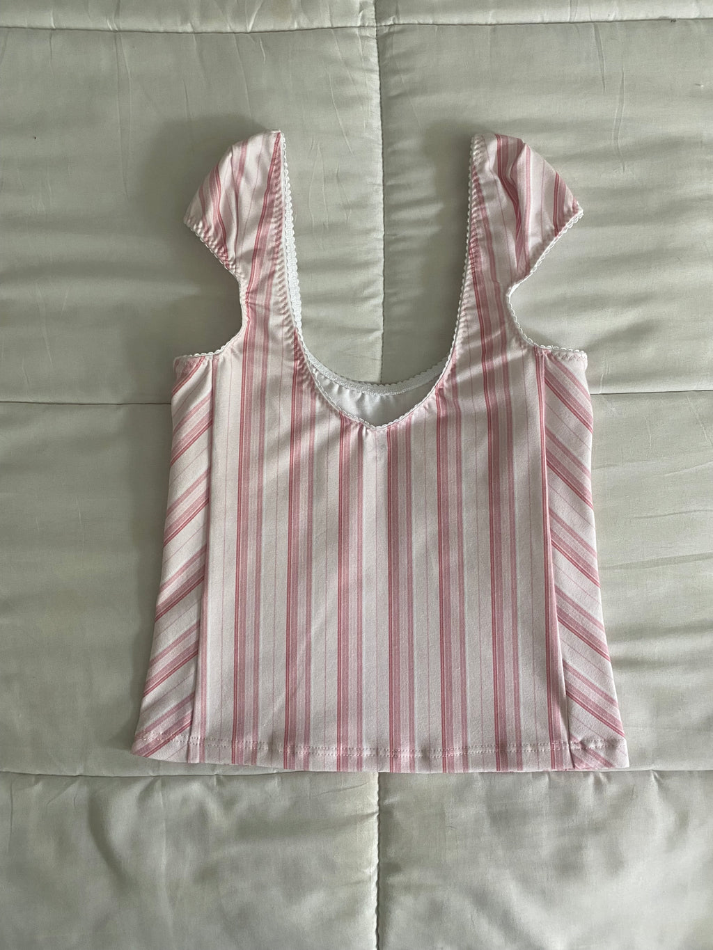 pink & white striped top