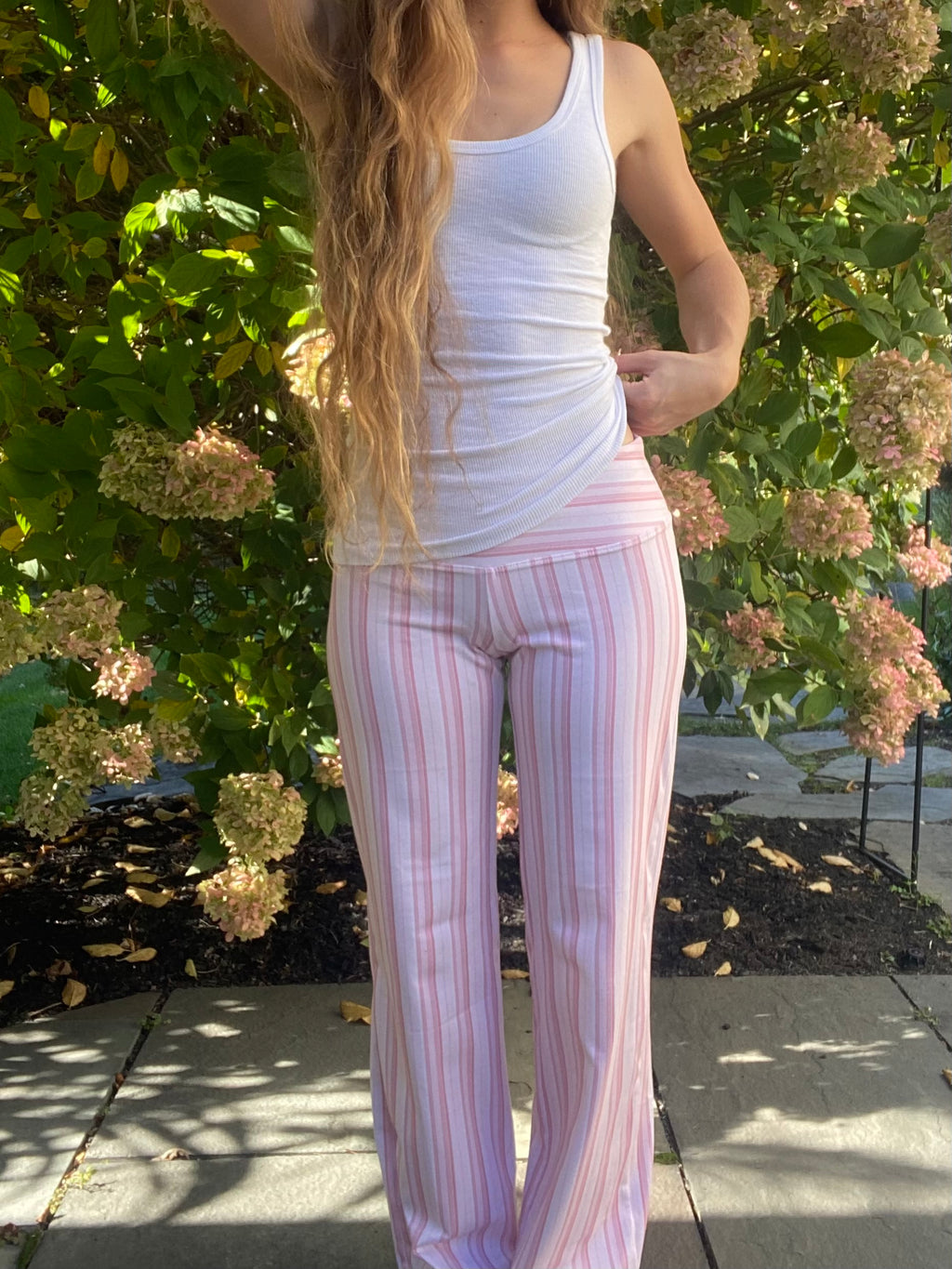 pink & white striped pants