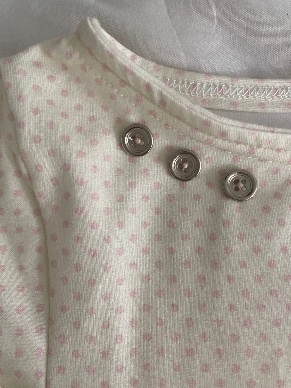 pink & cream silver button long sleeve top