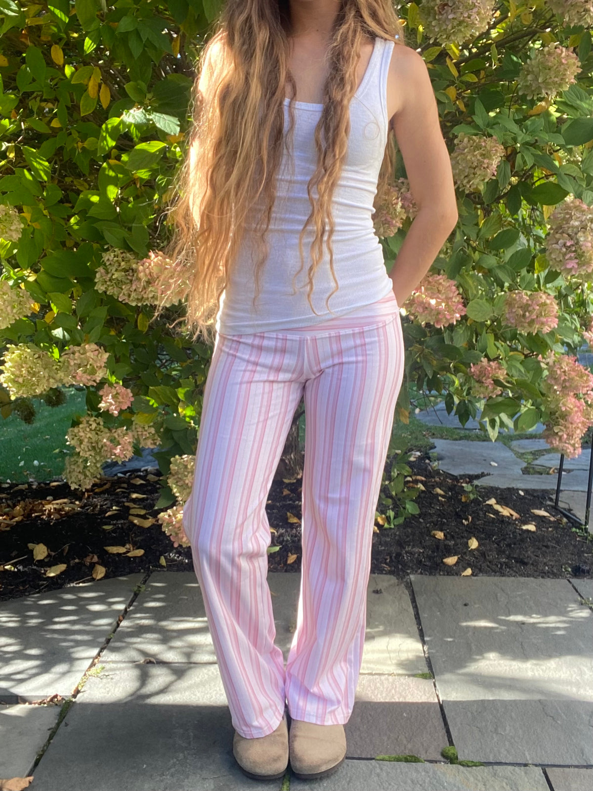 pink & white striped pants