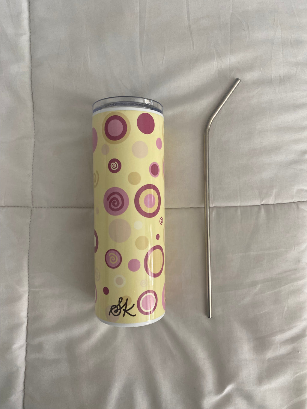 yellow & pink swirl tumbler