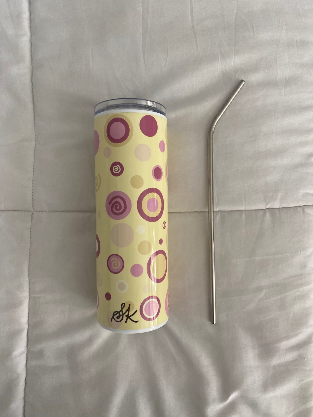 yellow & pink swirl tumbler