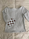 blue & brown polka dot long sleeve top