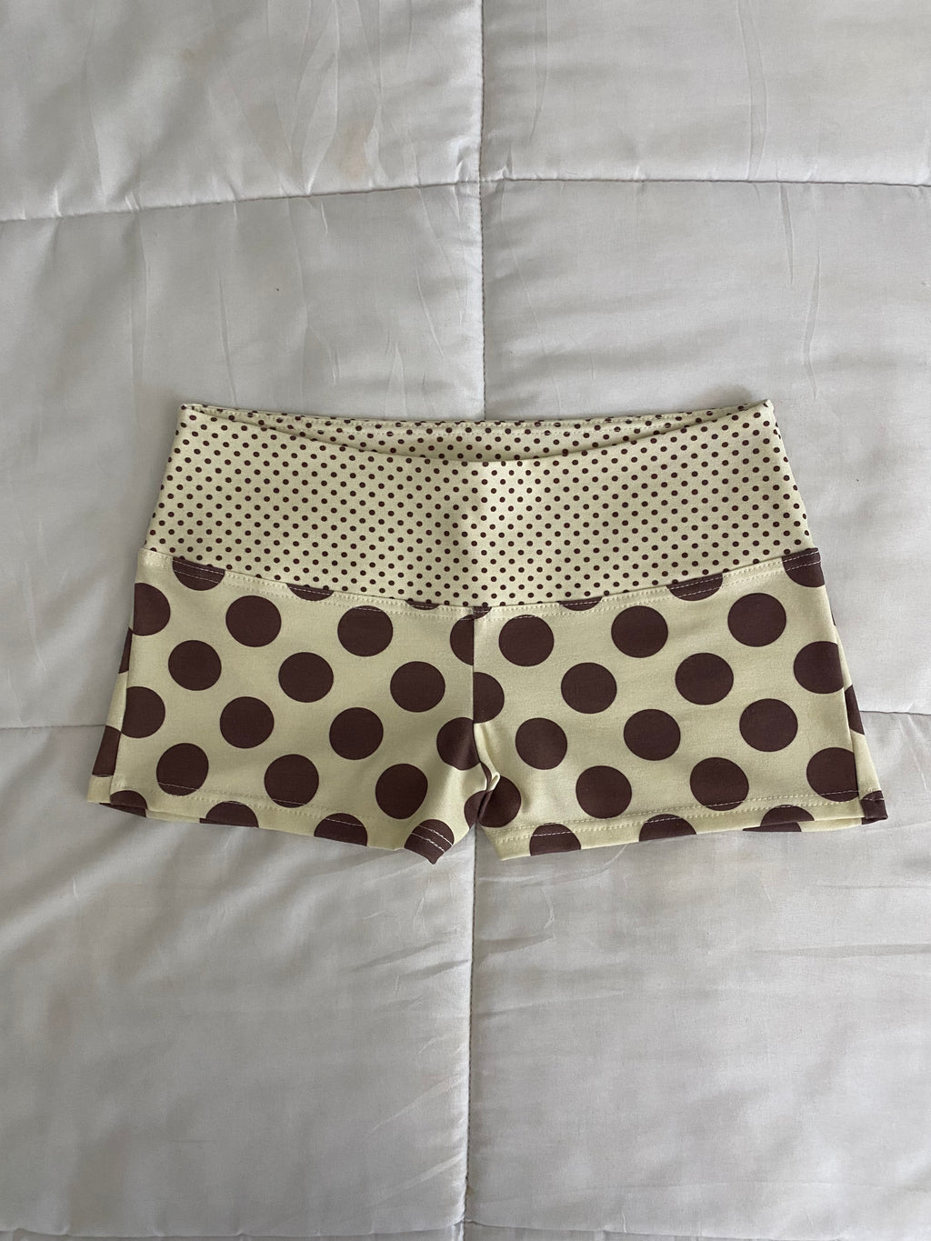 yellow & brown polka dot shorts