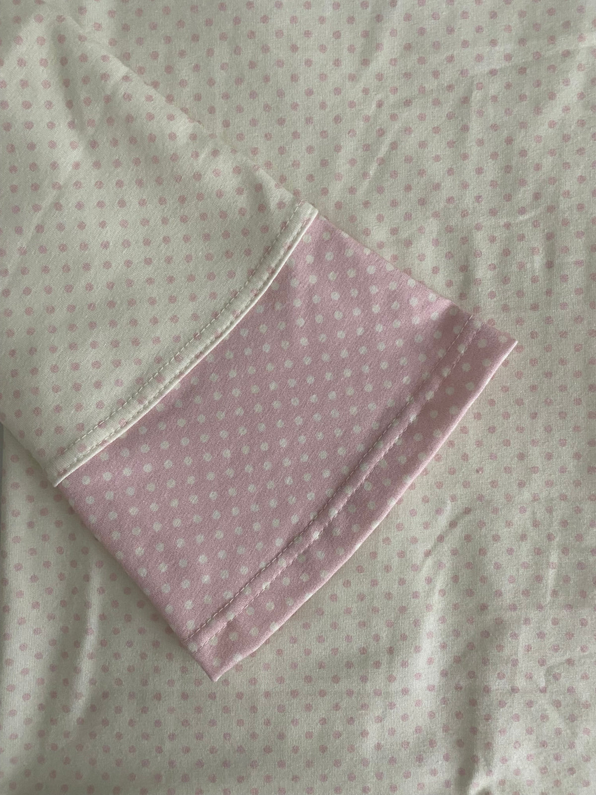pink & cream silver button long sleeve top
