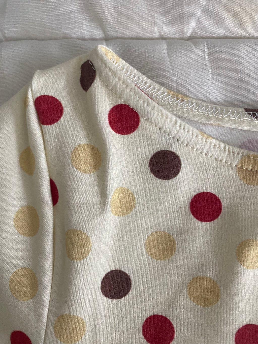 red & brown polka dot long sleeve top
