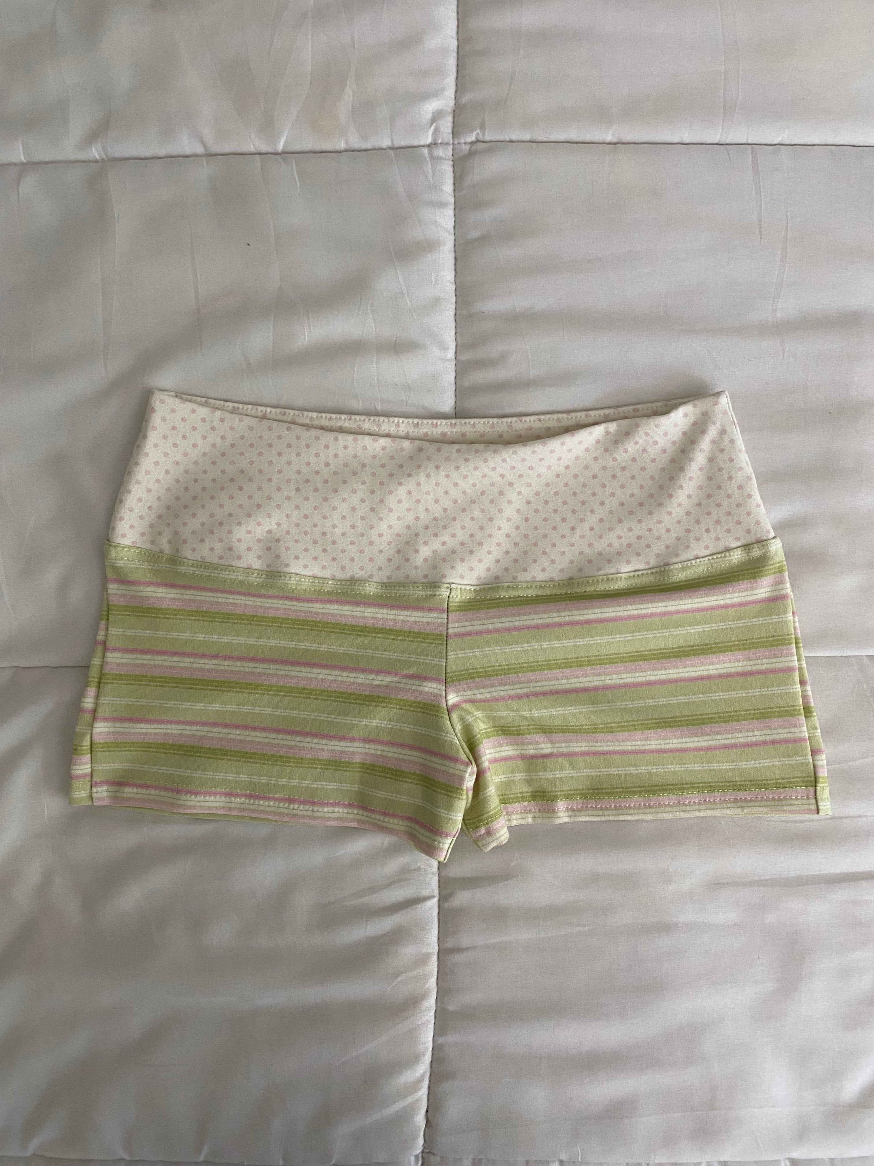 green & pink striped/polka dot shorts