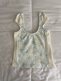 blue & yellow floral/polka dot top