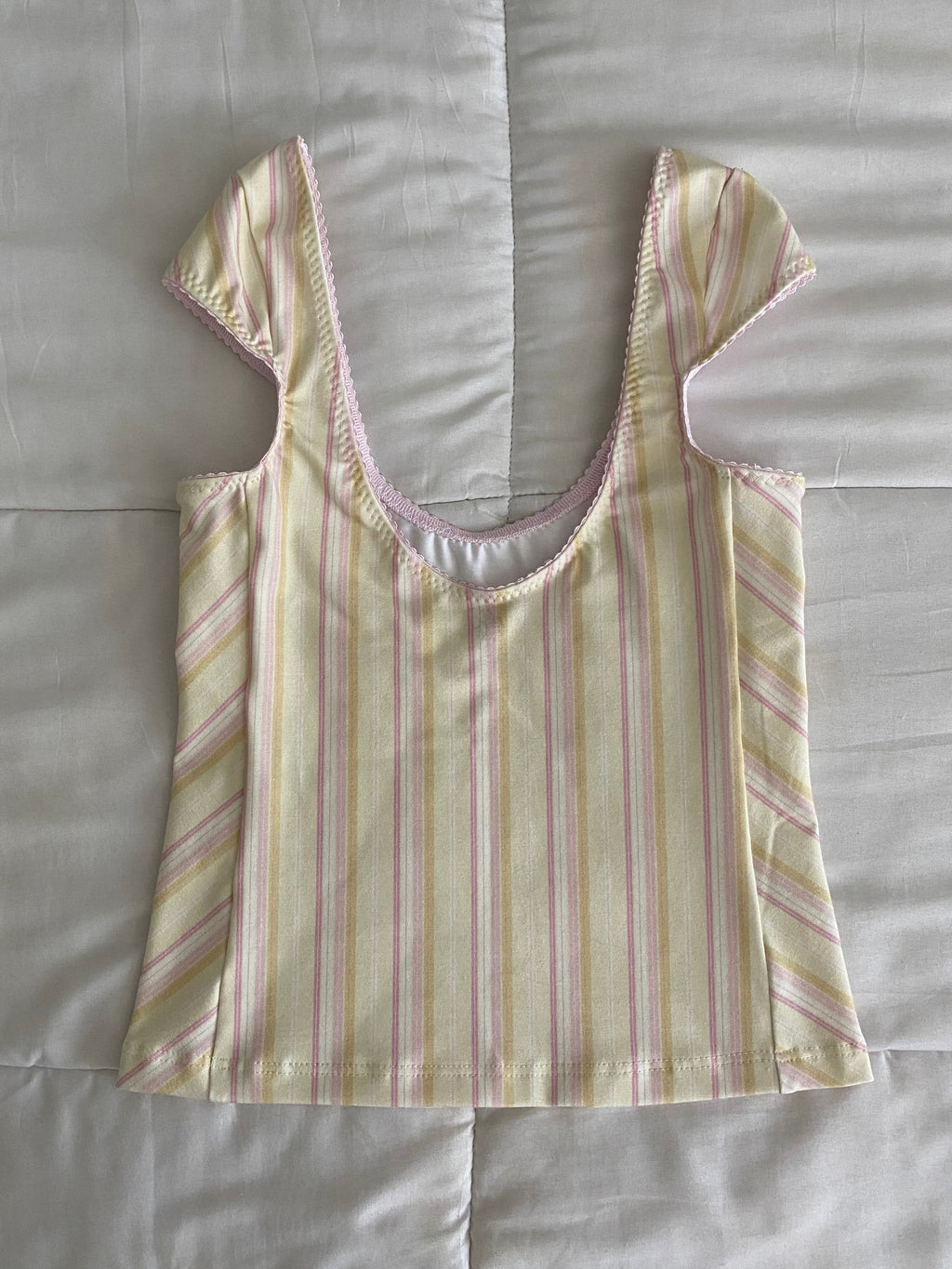 yellow & pink striped top