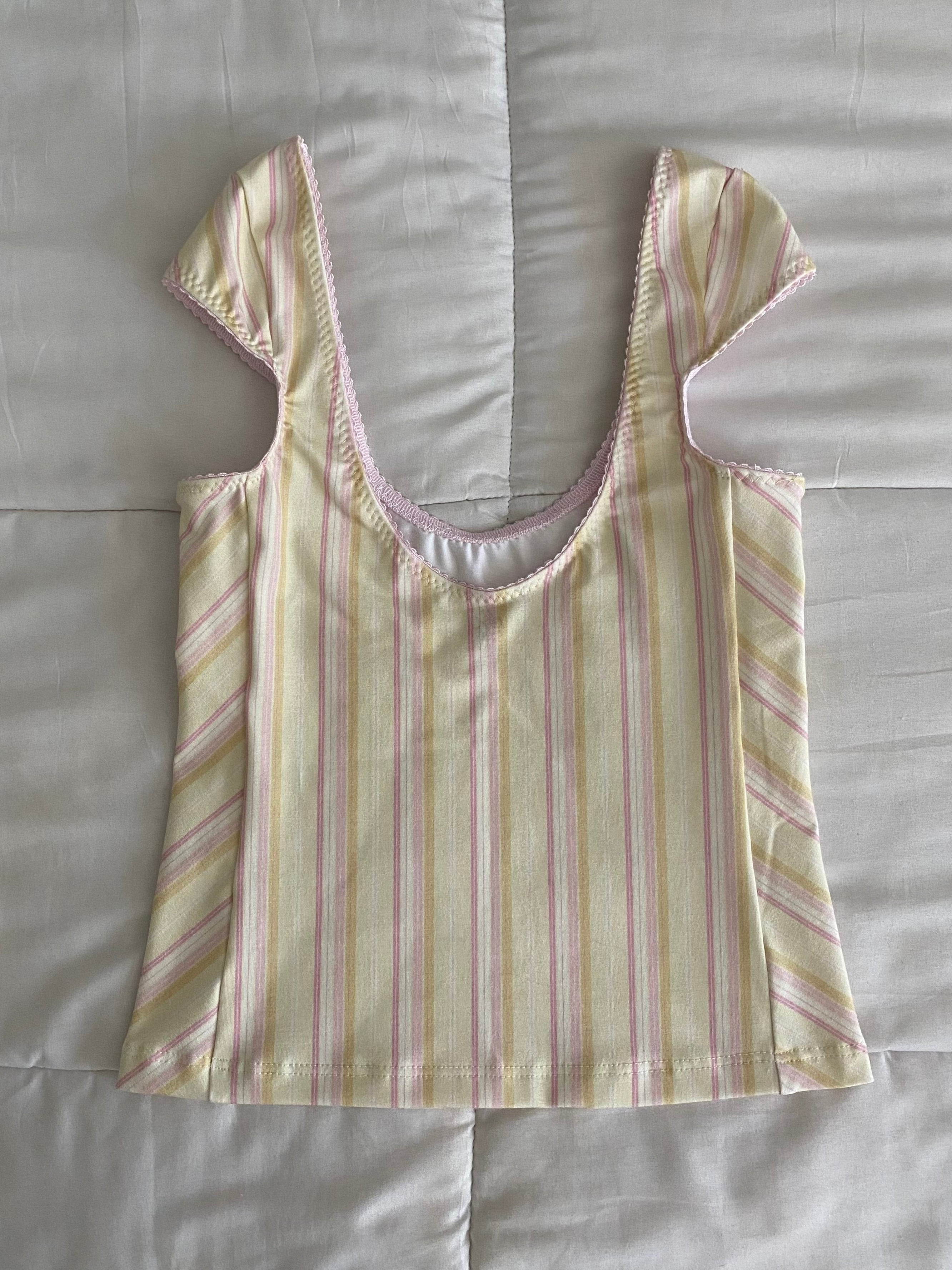 yellow & pink striped top