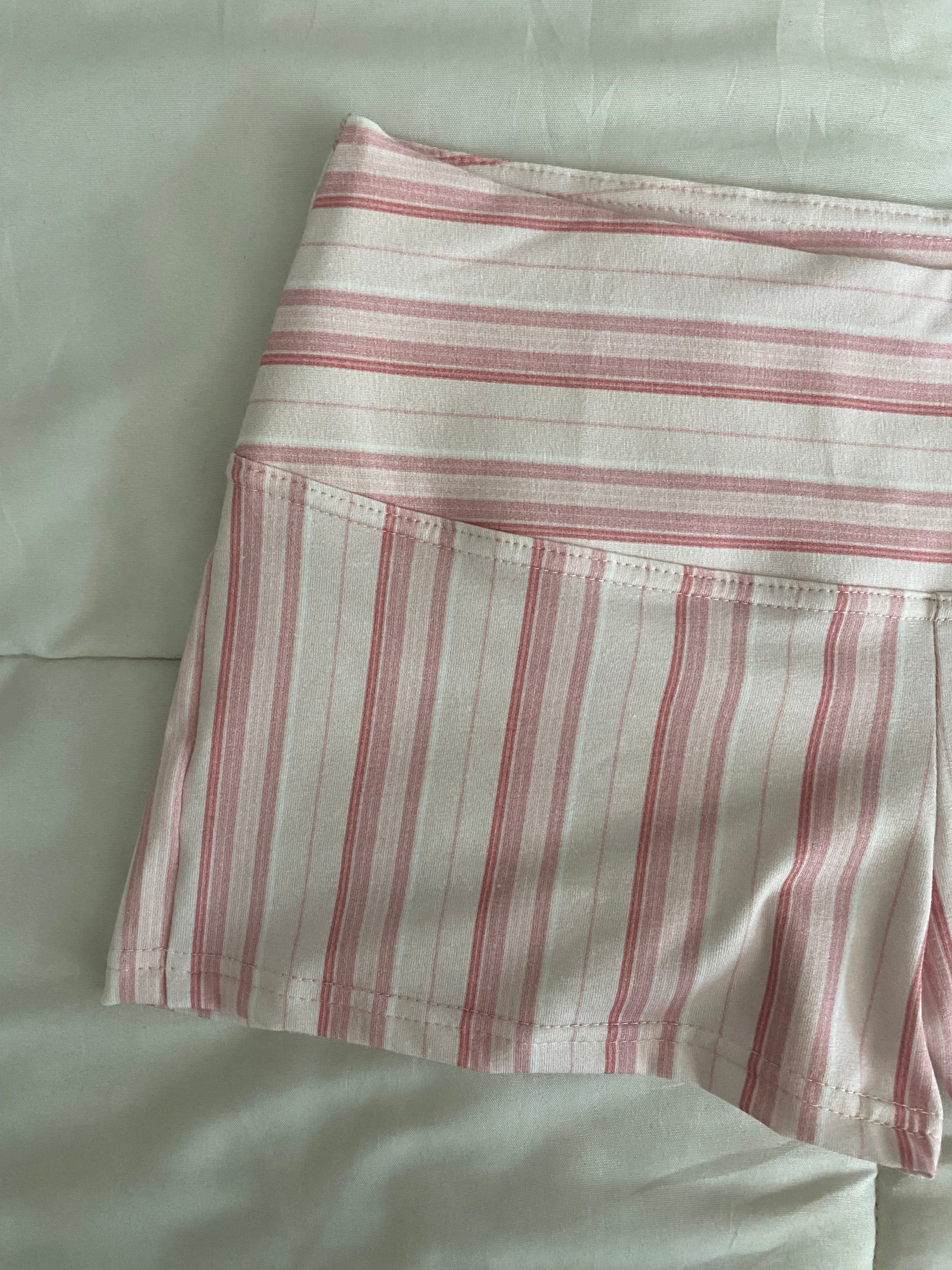 pink & white striped shorts