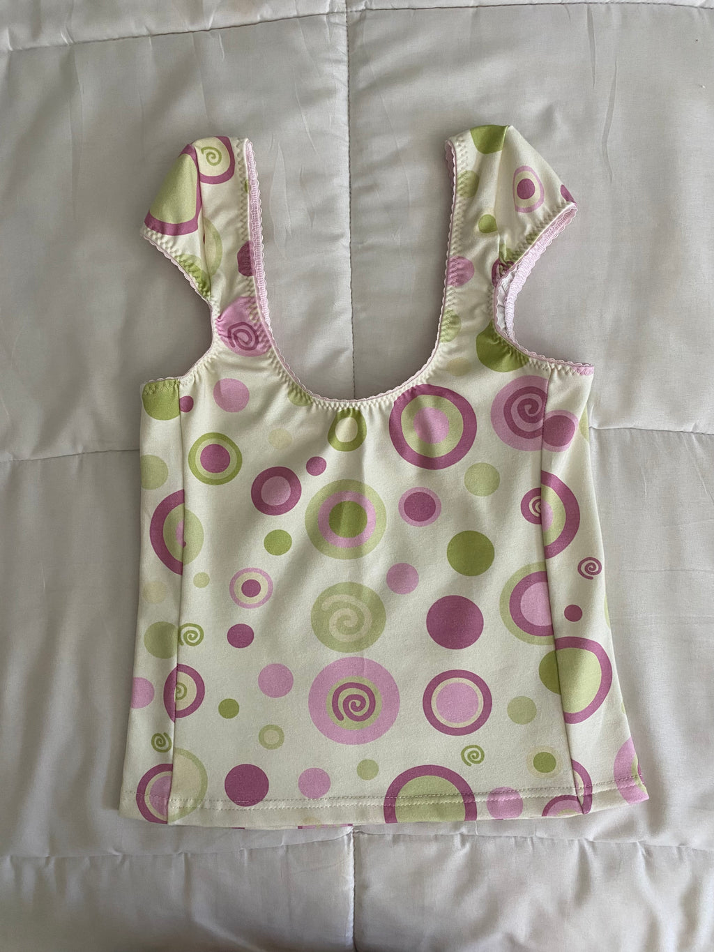 pink & green swirl top