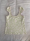 S green & pink dotted/swirl top