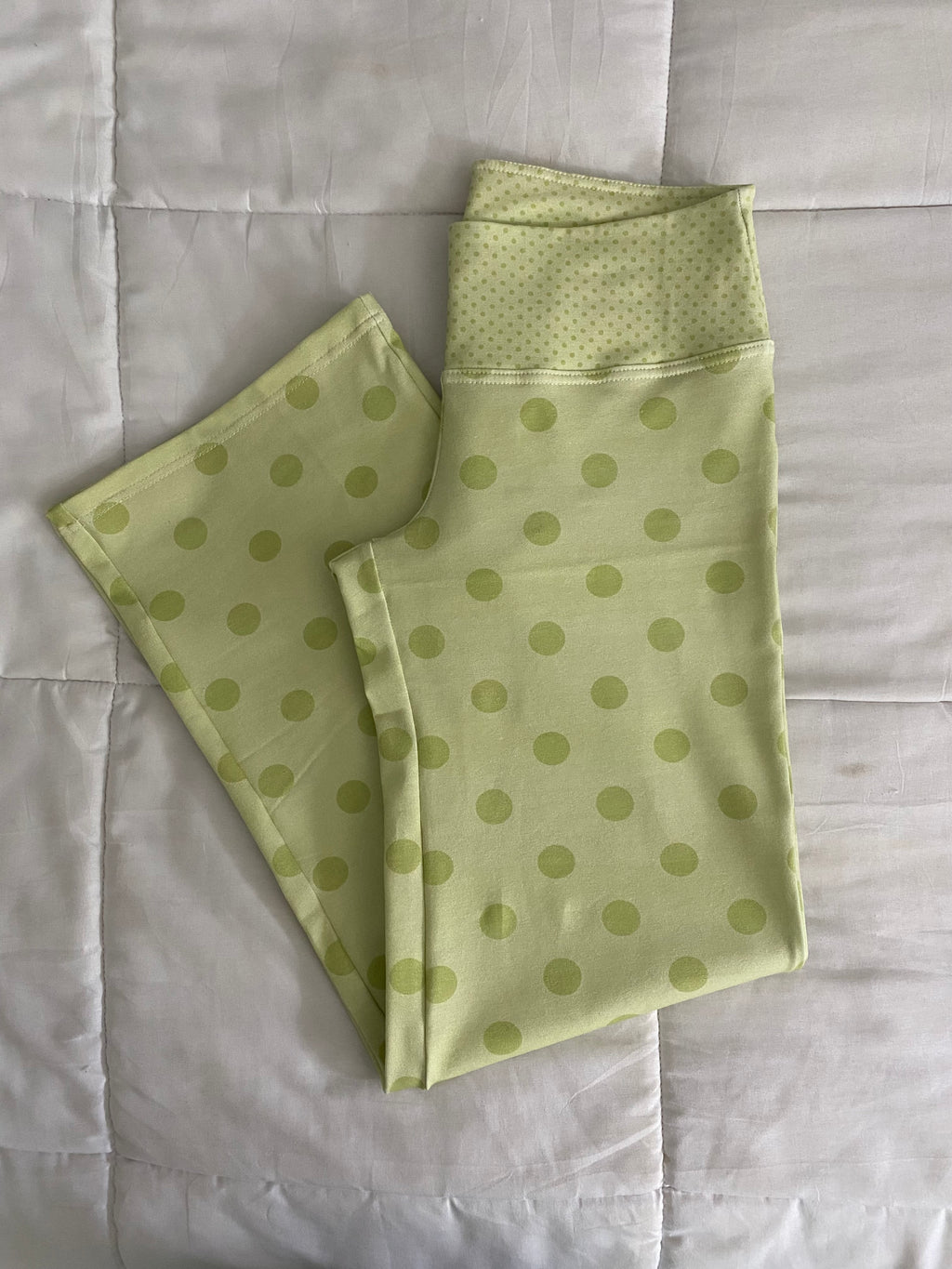 green polka dot pants