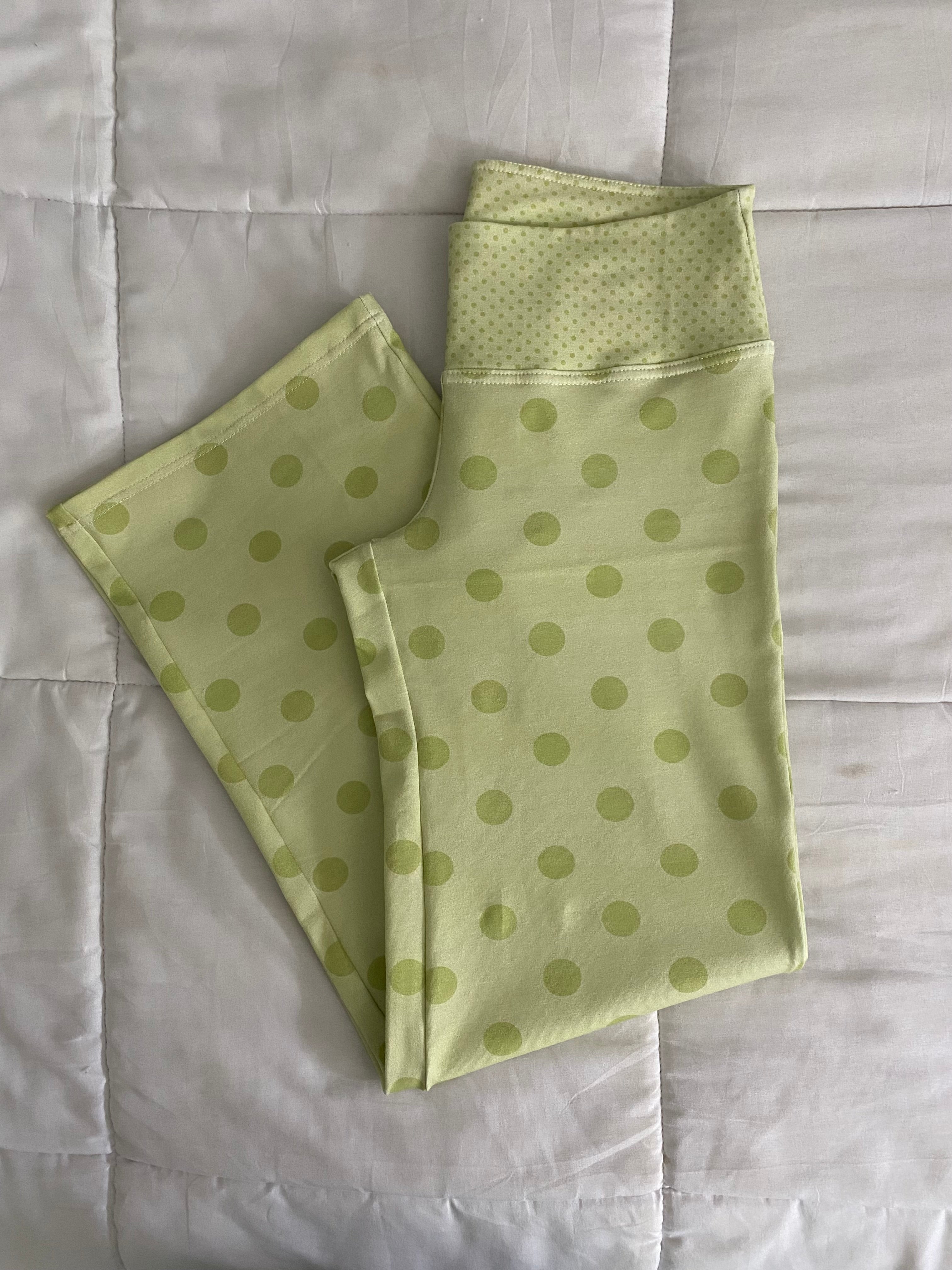 green polka dot pants