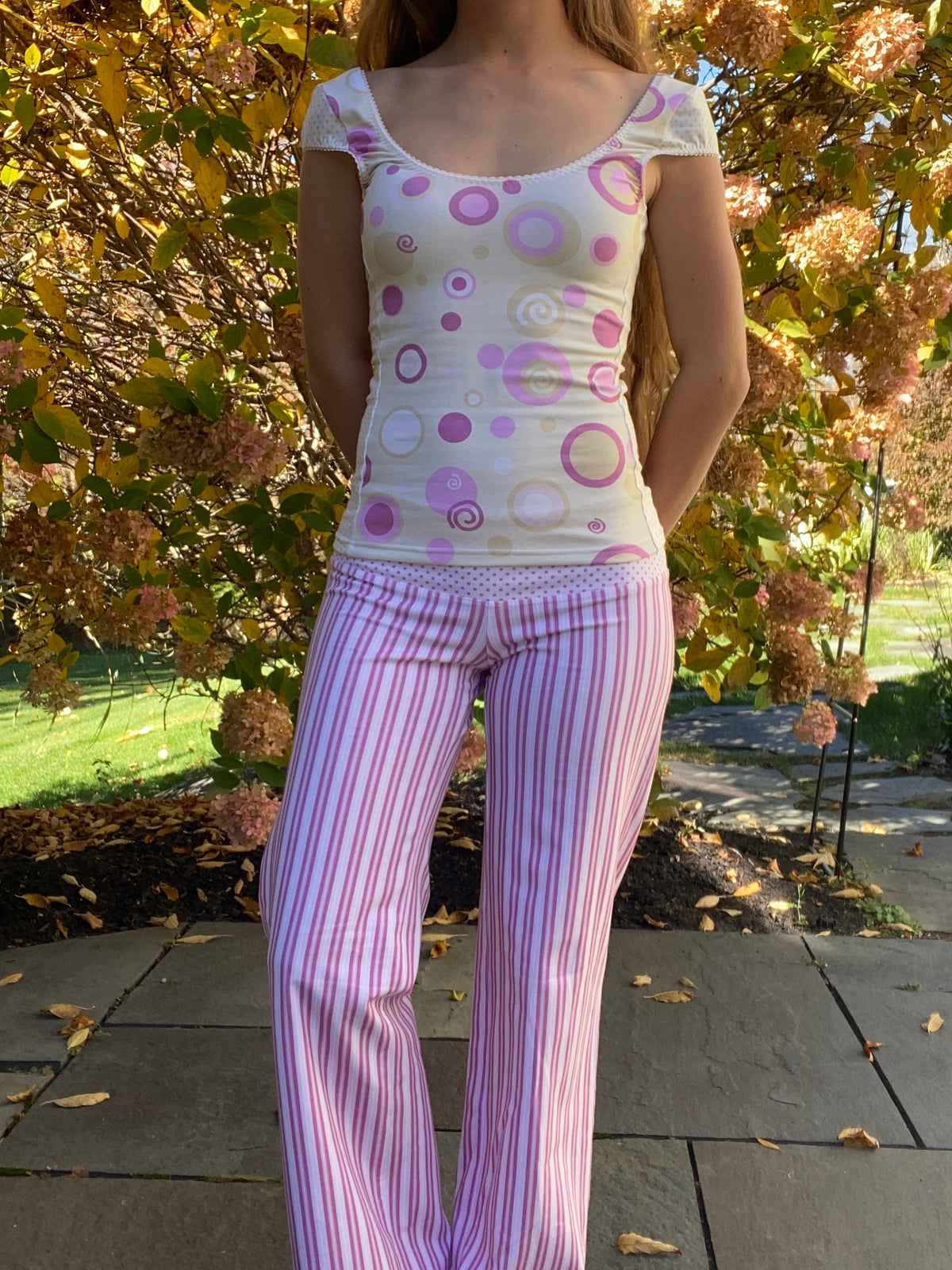 yellow & pink swirl top