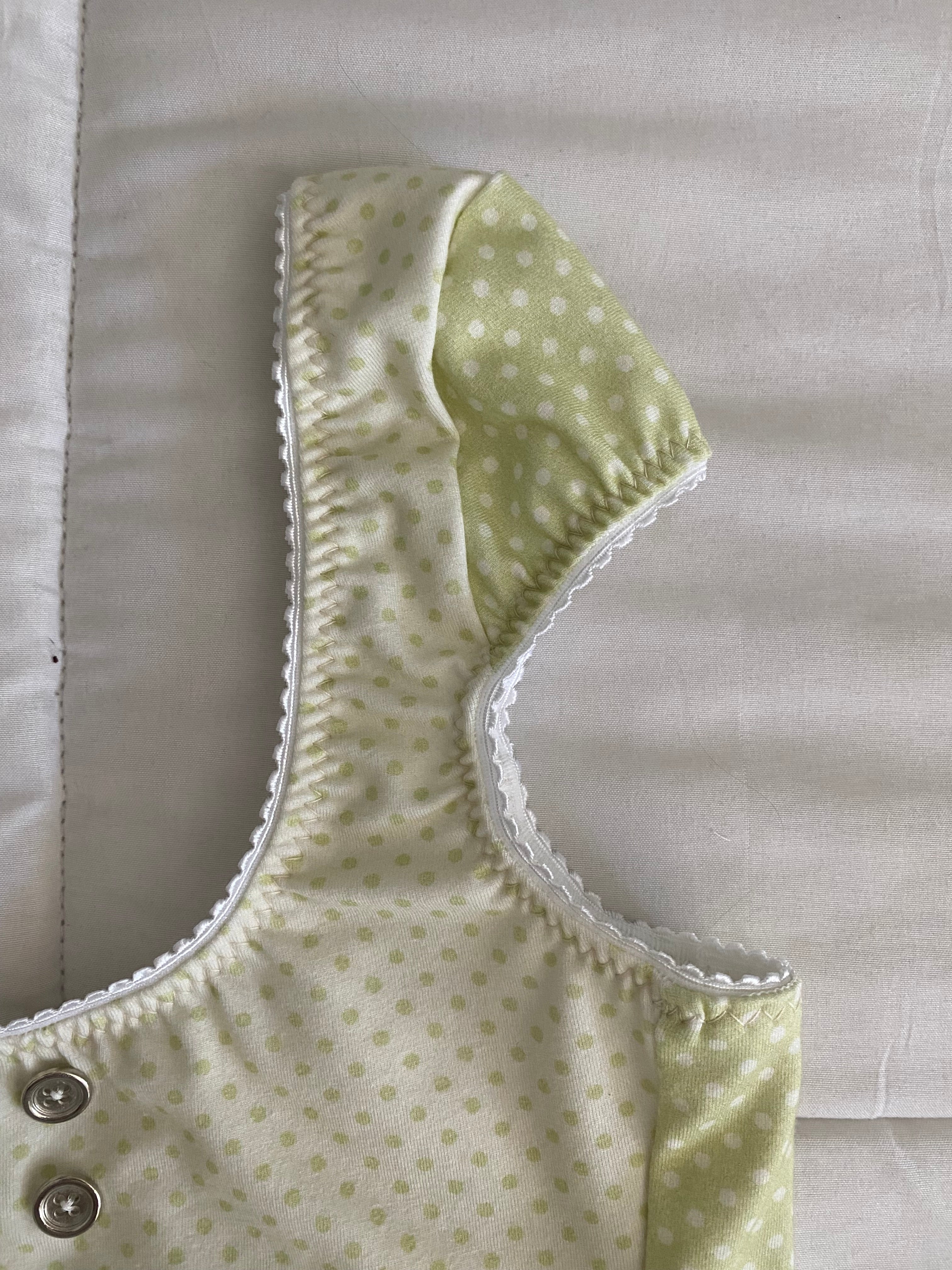 green & cream silver button top