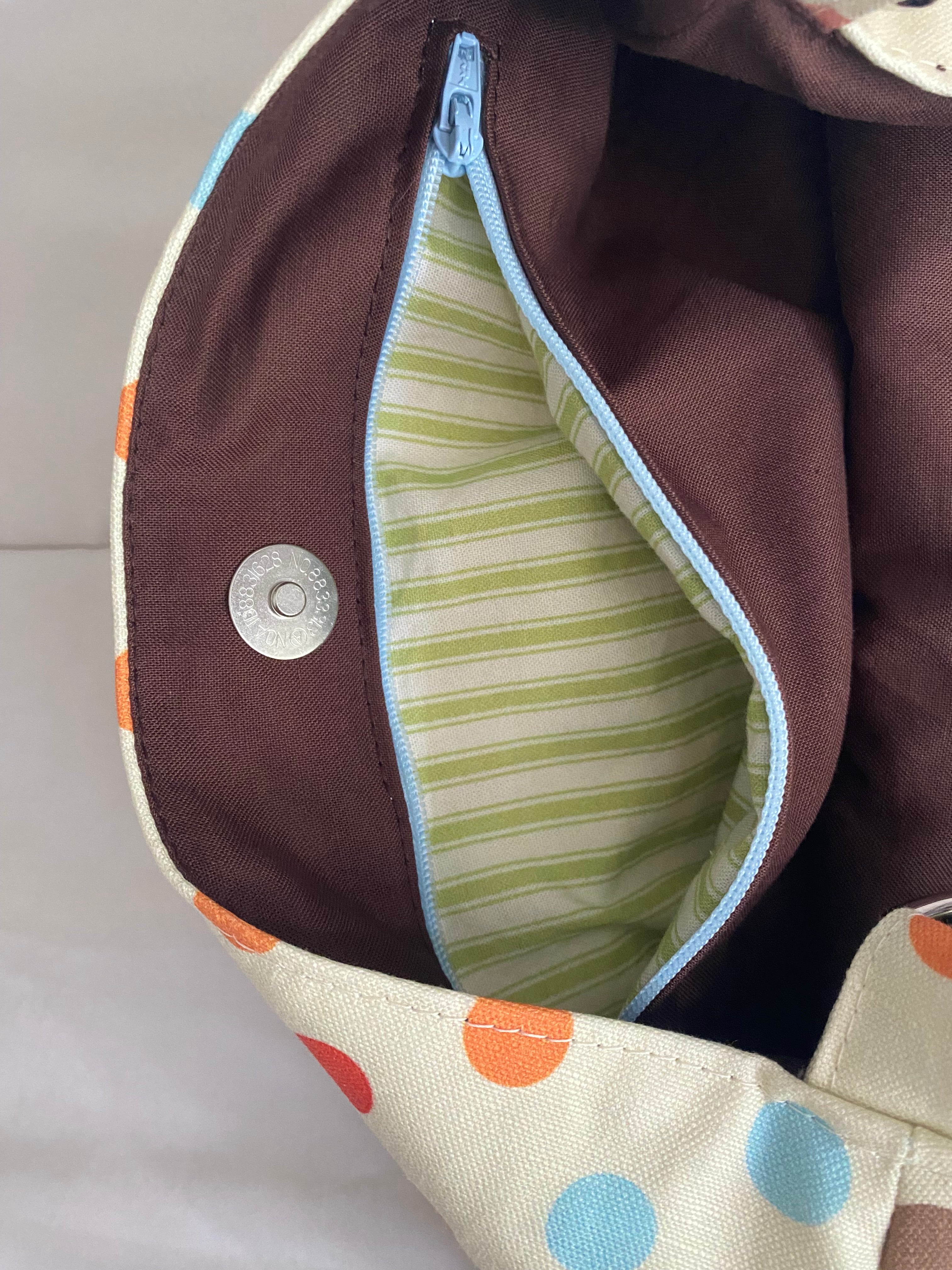large polka dot multicolored purse