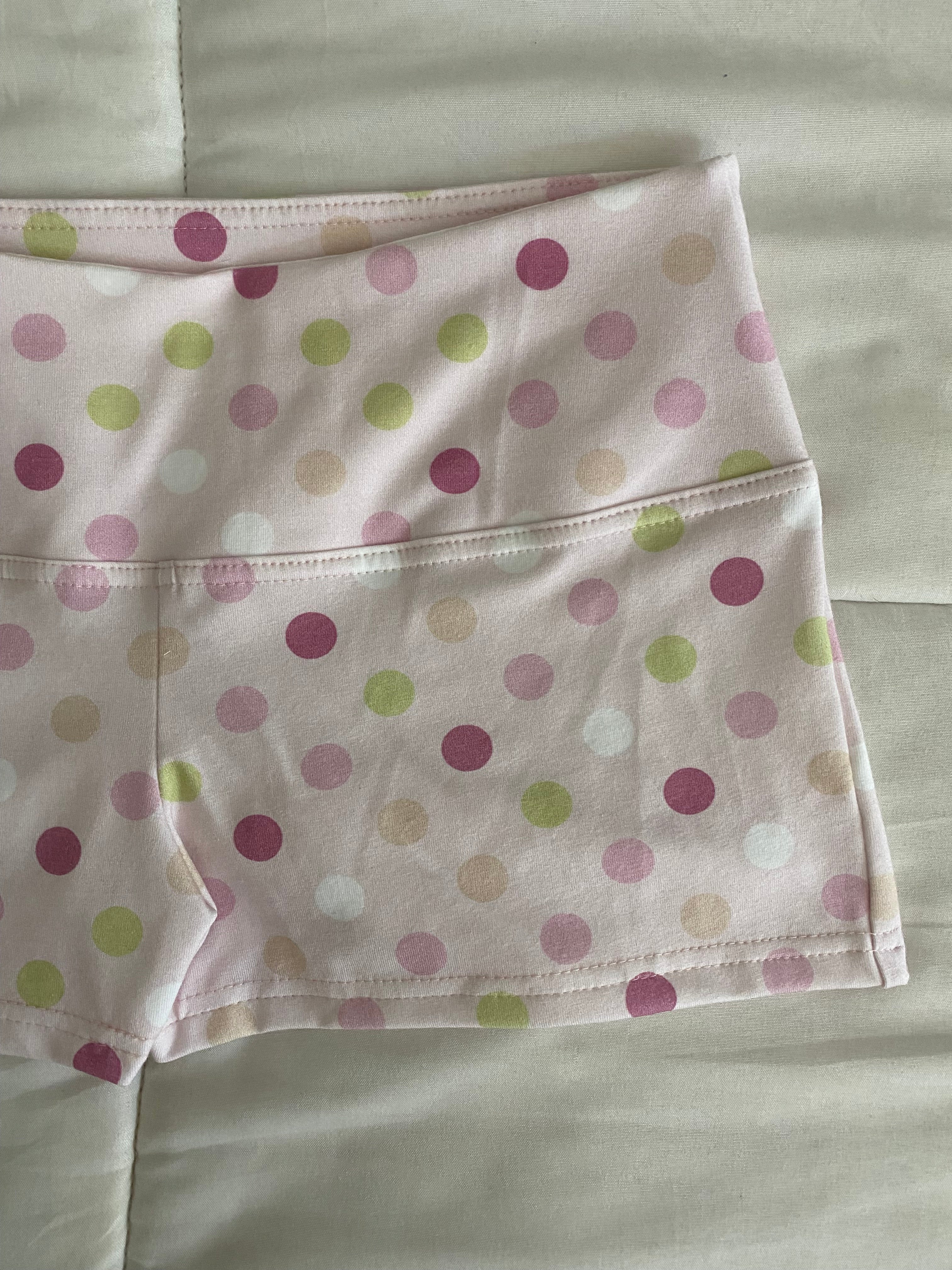 large polka dot shorts in pink