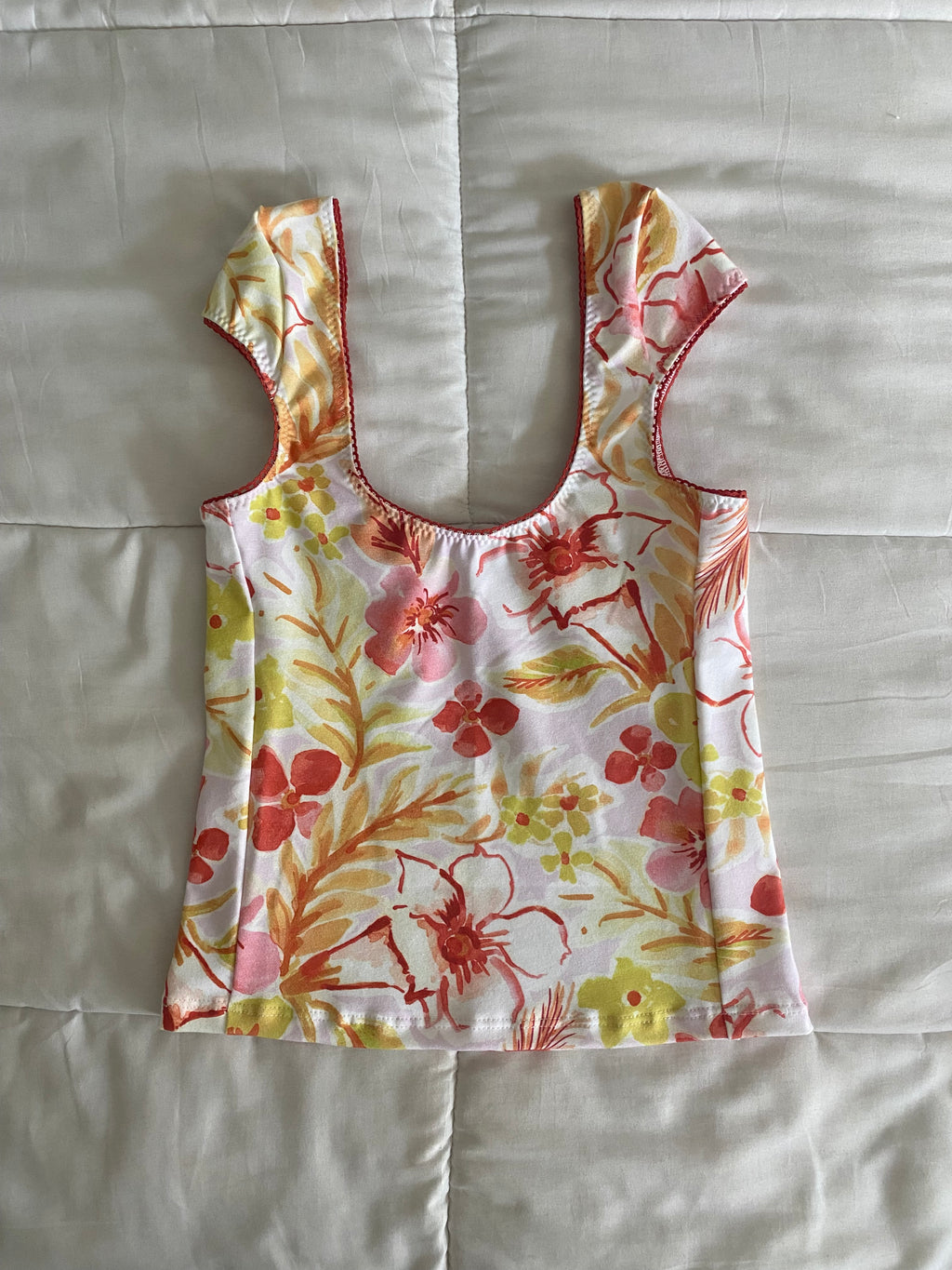 pink & orange floral top
