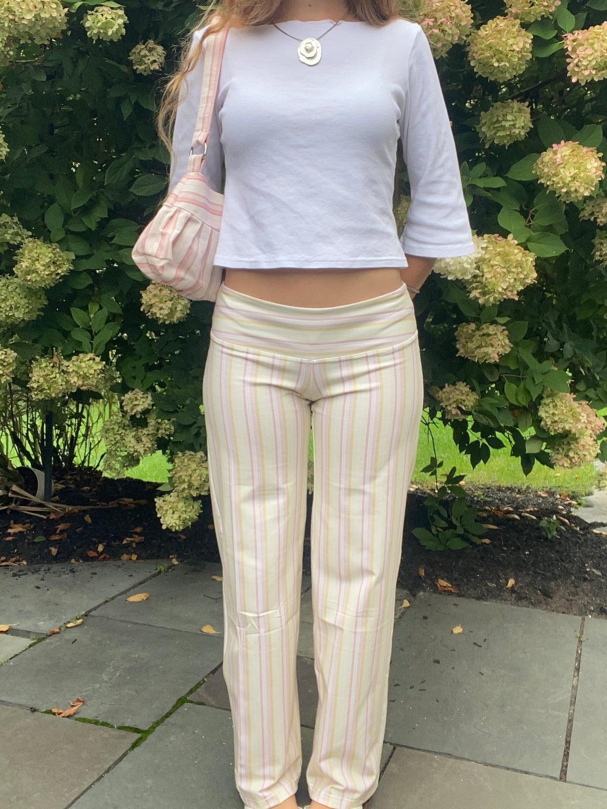 yellow & pink striped pants