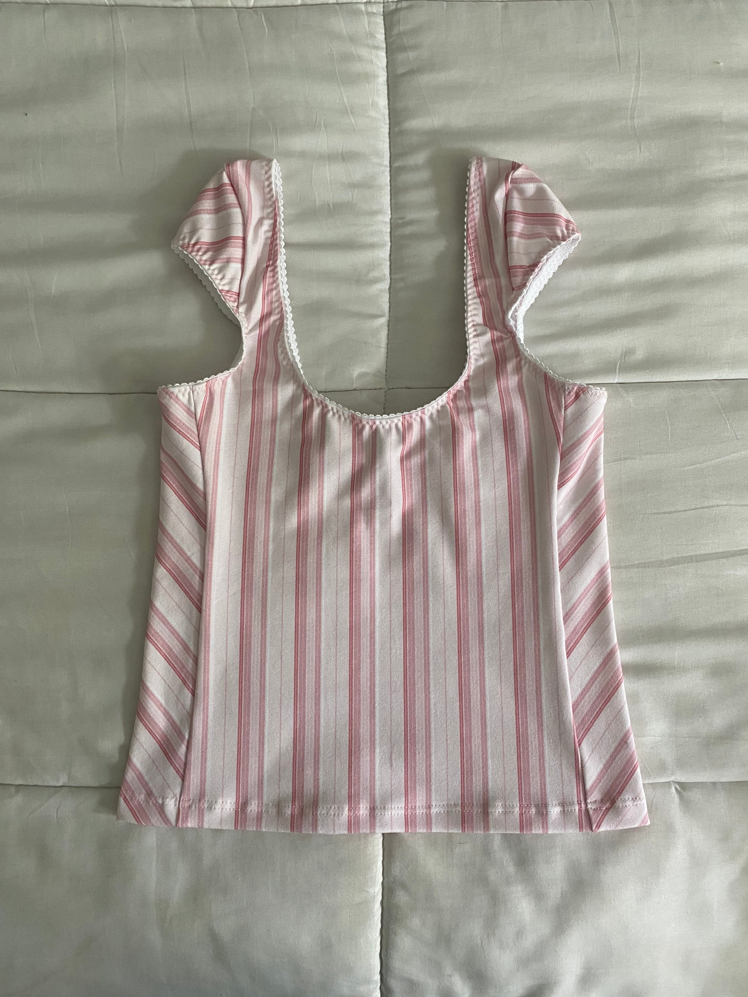 pink & white striped top