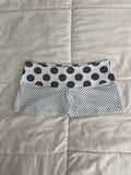 blue & brown polka dot shorts