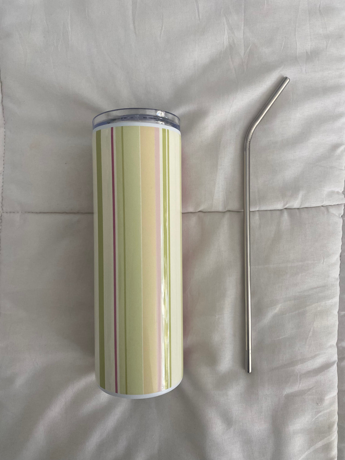 yellow/green/pink striped tumbler