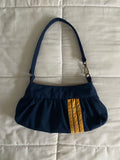 navy & yellow striped purse