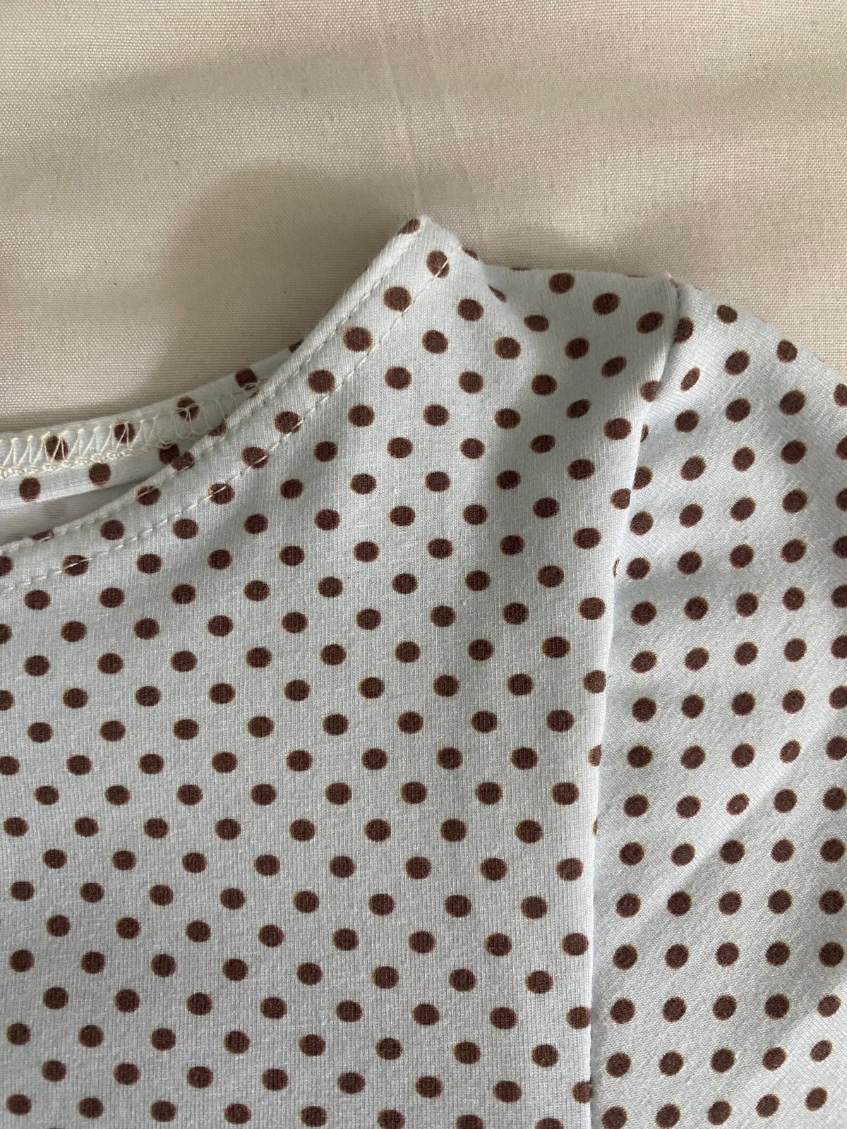 blue & brown polka dot long sleeve top