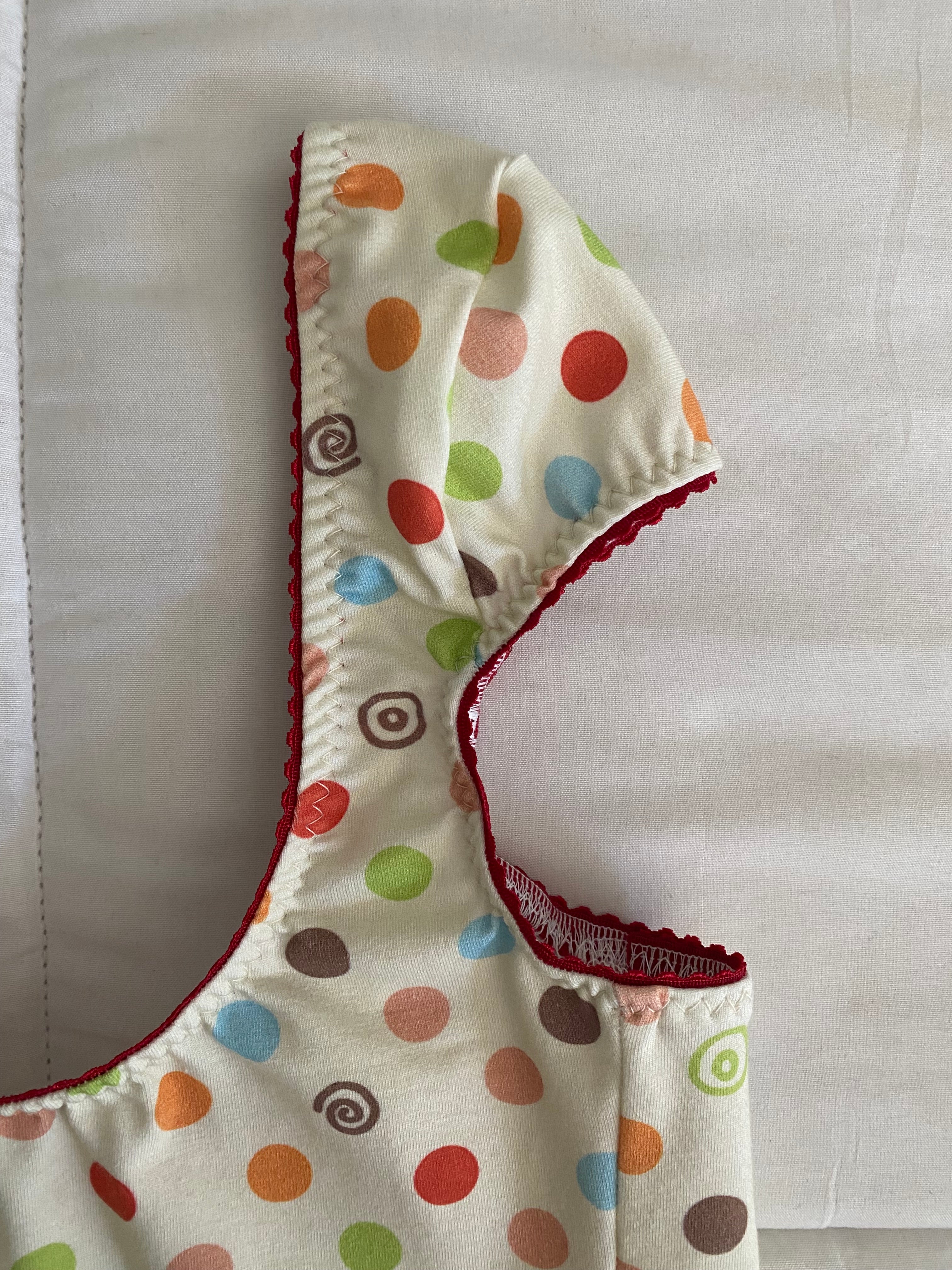 multicolored large polka dot & swirl top