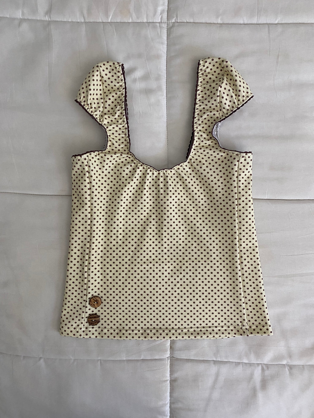 yellow & brown polka dot top
