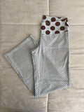 blue & brown polka dot pants