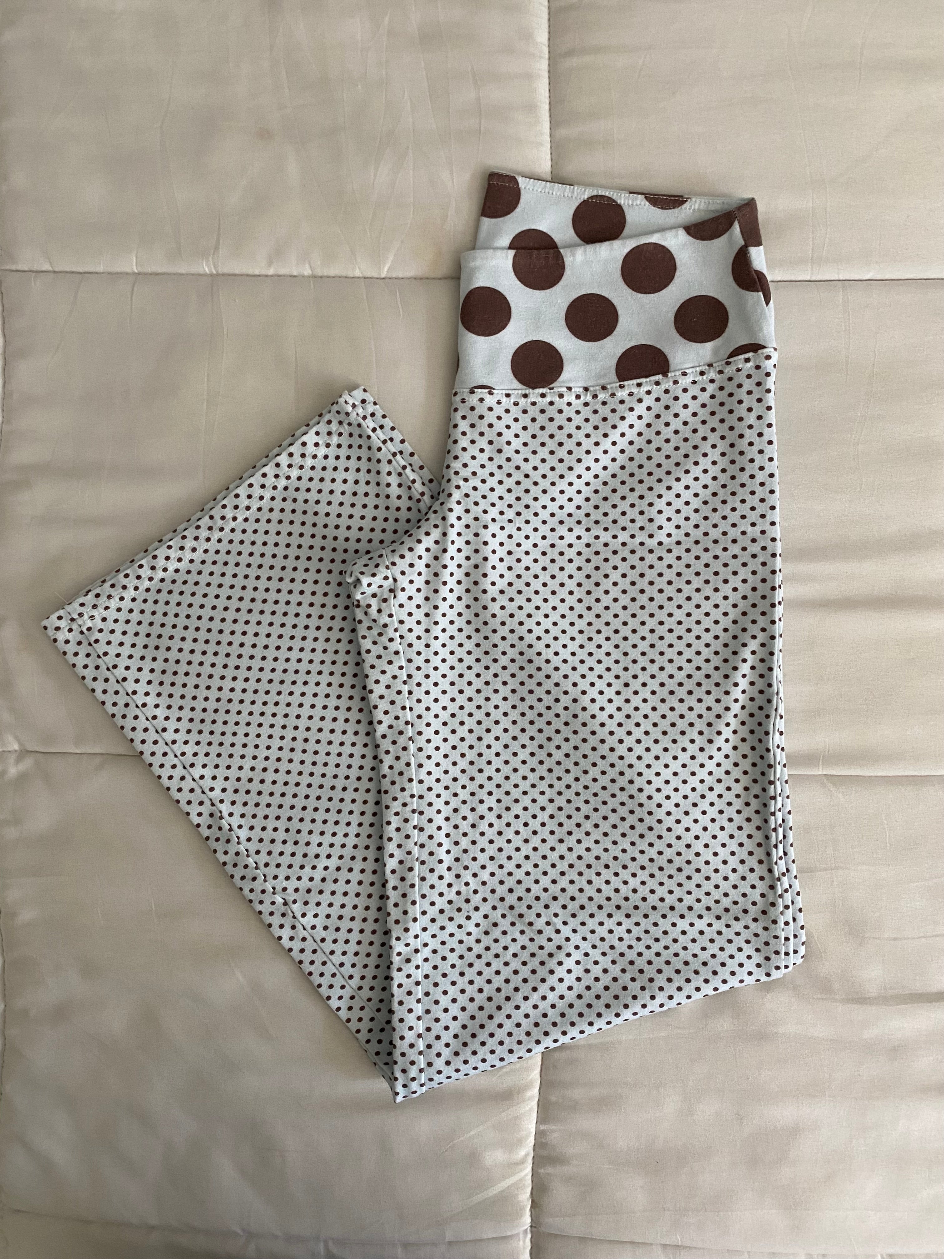 blue & brown polka dot pants