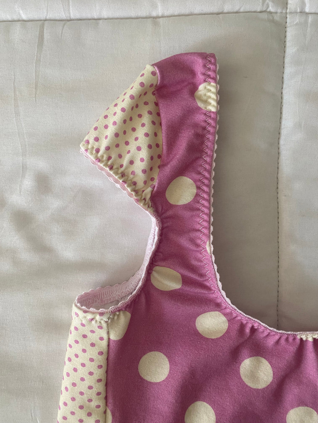 yellow & dark pink polka dot top