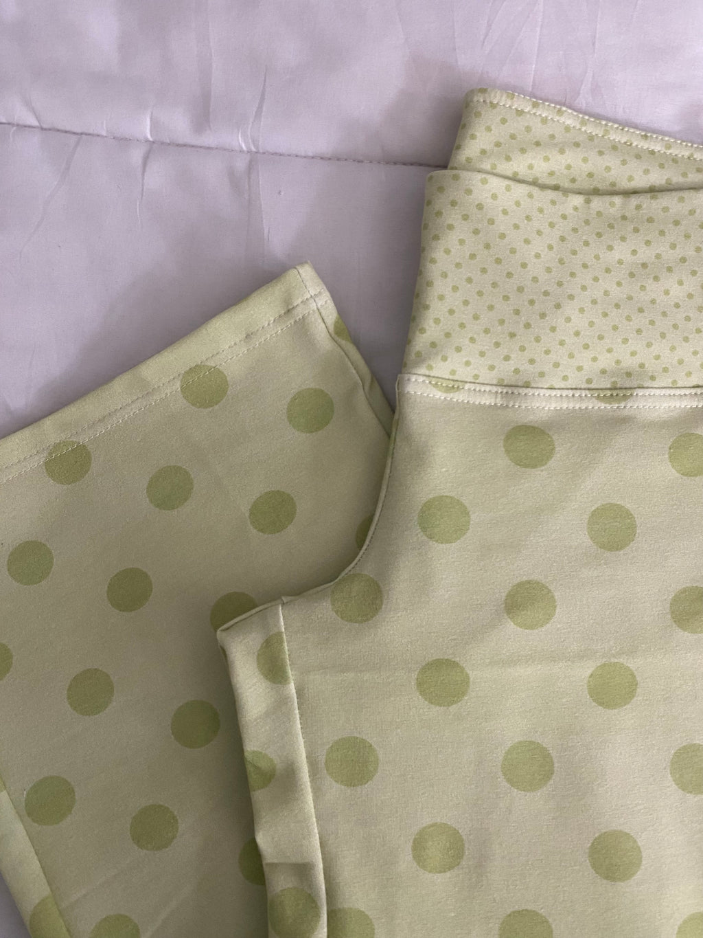 green polka dot pants
