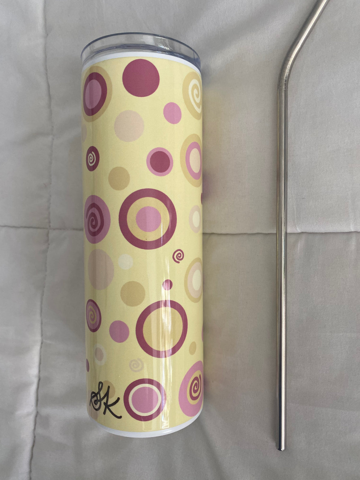 yellow & pink swirl tumbler
