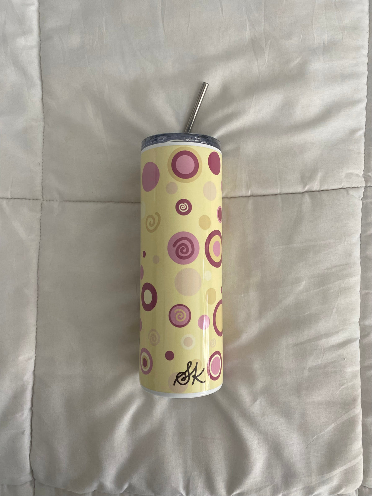 yellow & pink swirl tumbler