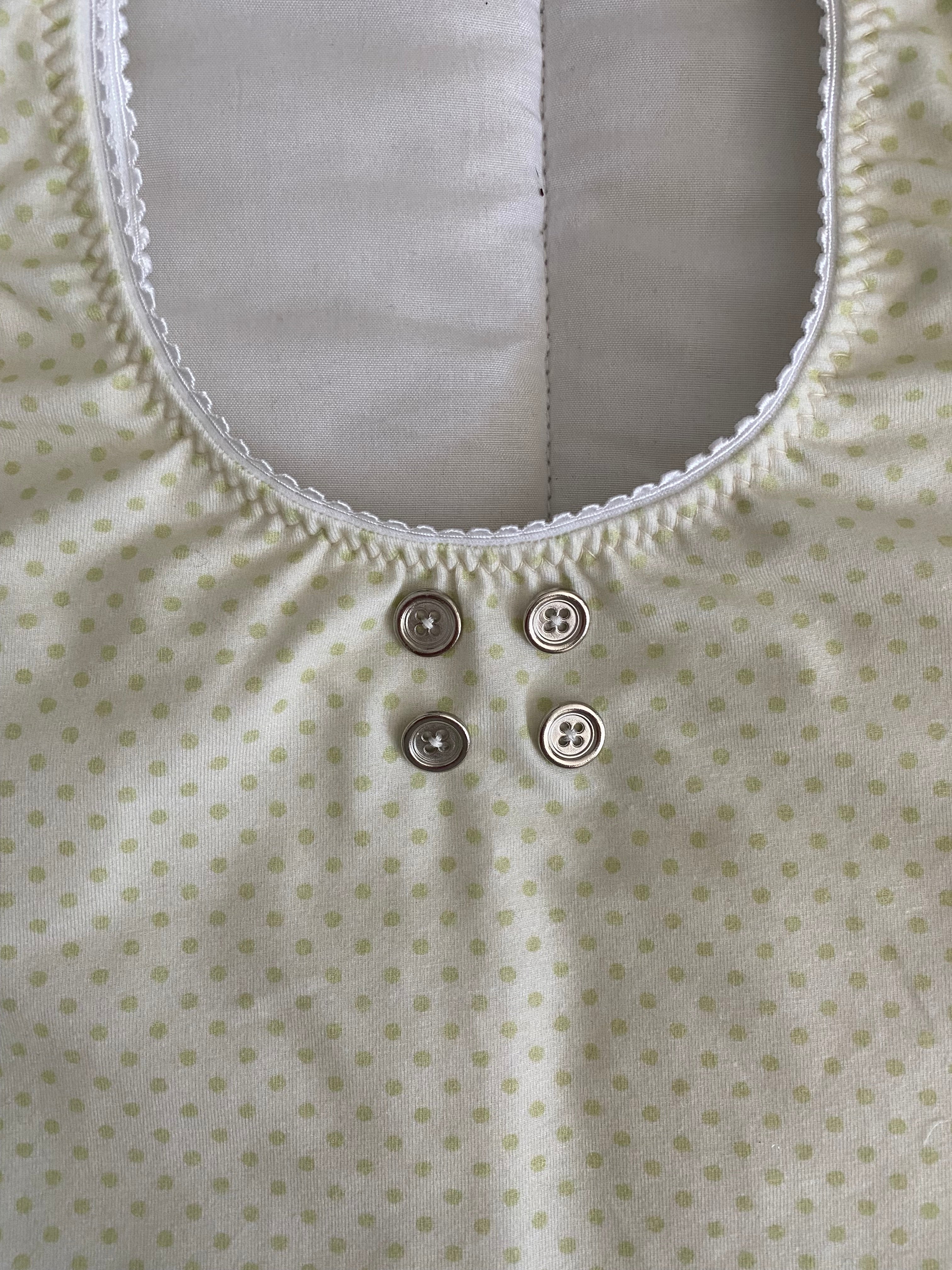 green & cream silver button top