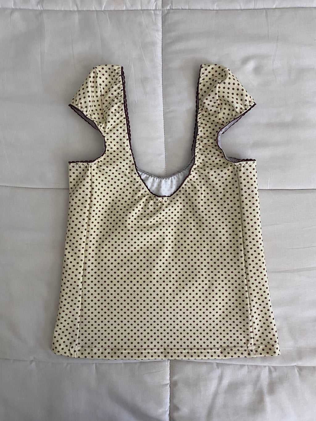 yellow & brown polka dot top