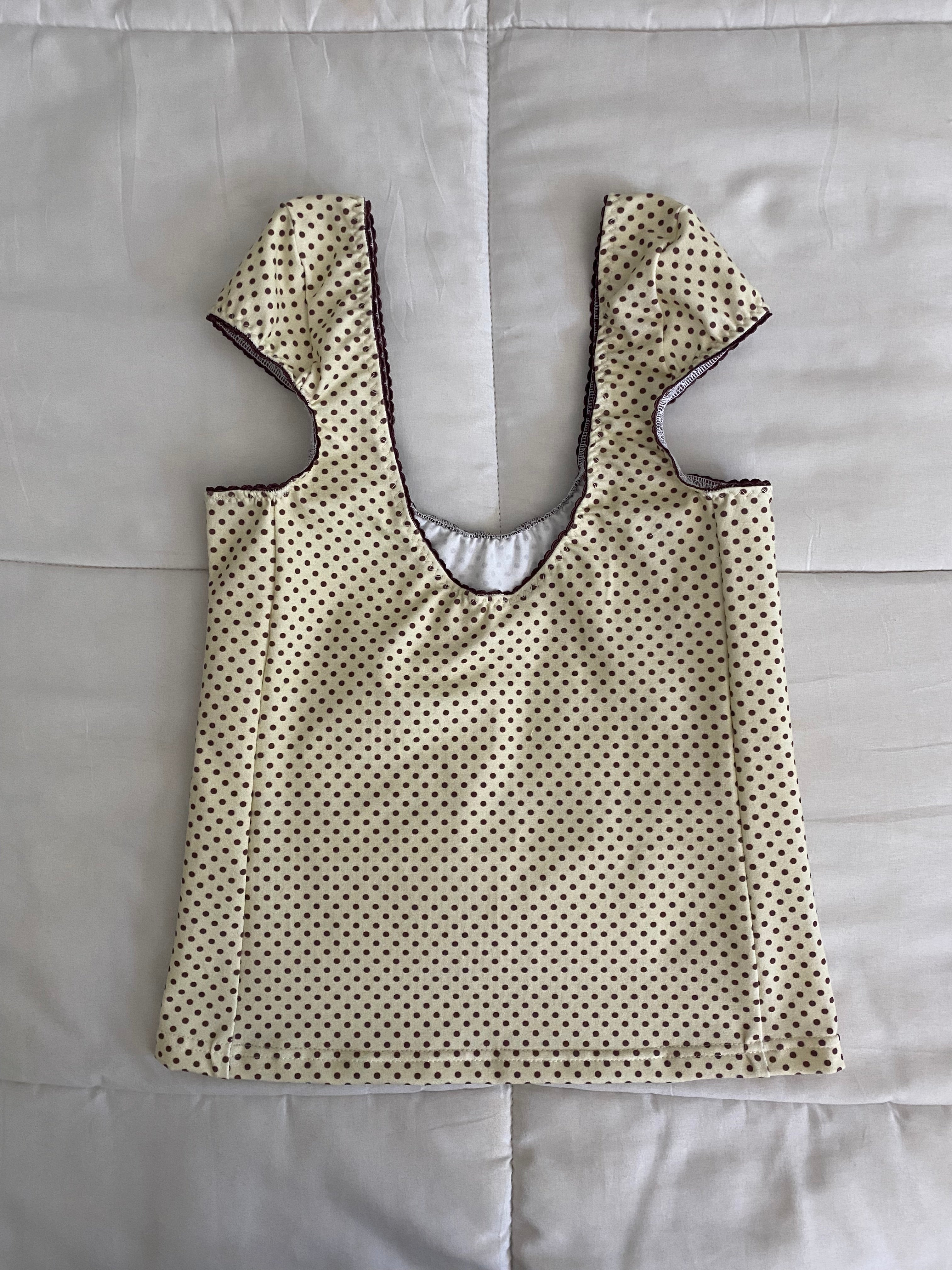 yellow & brown polka dot top