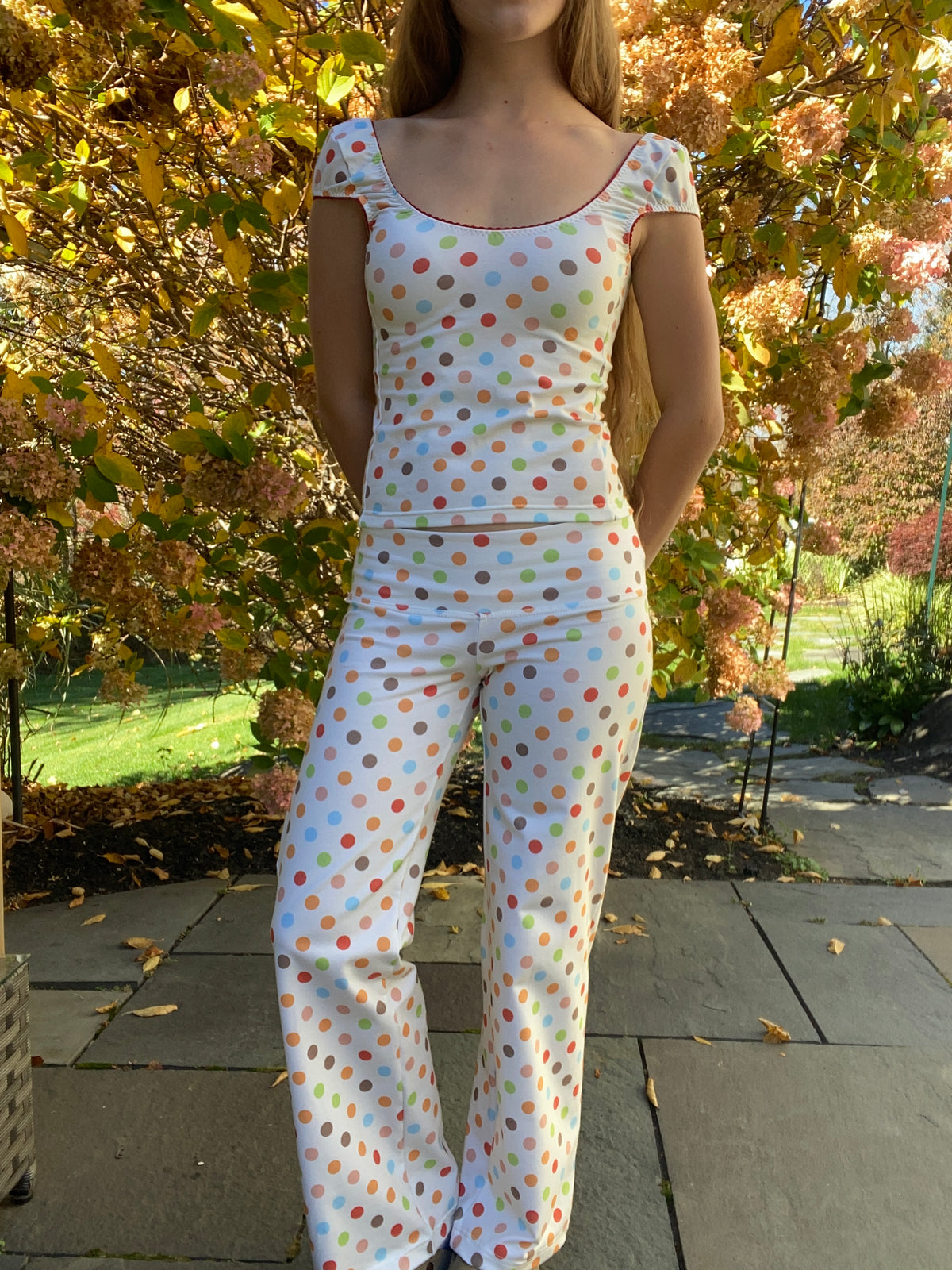 multicolored large polka dot pants