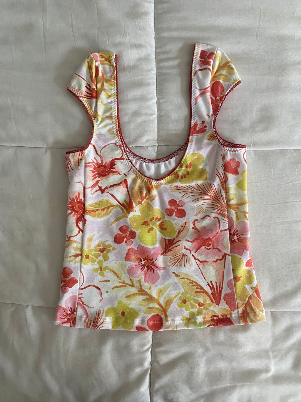 pink & orange floral top