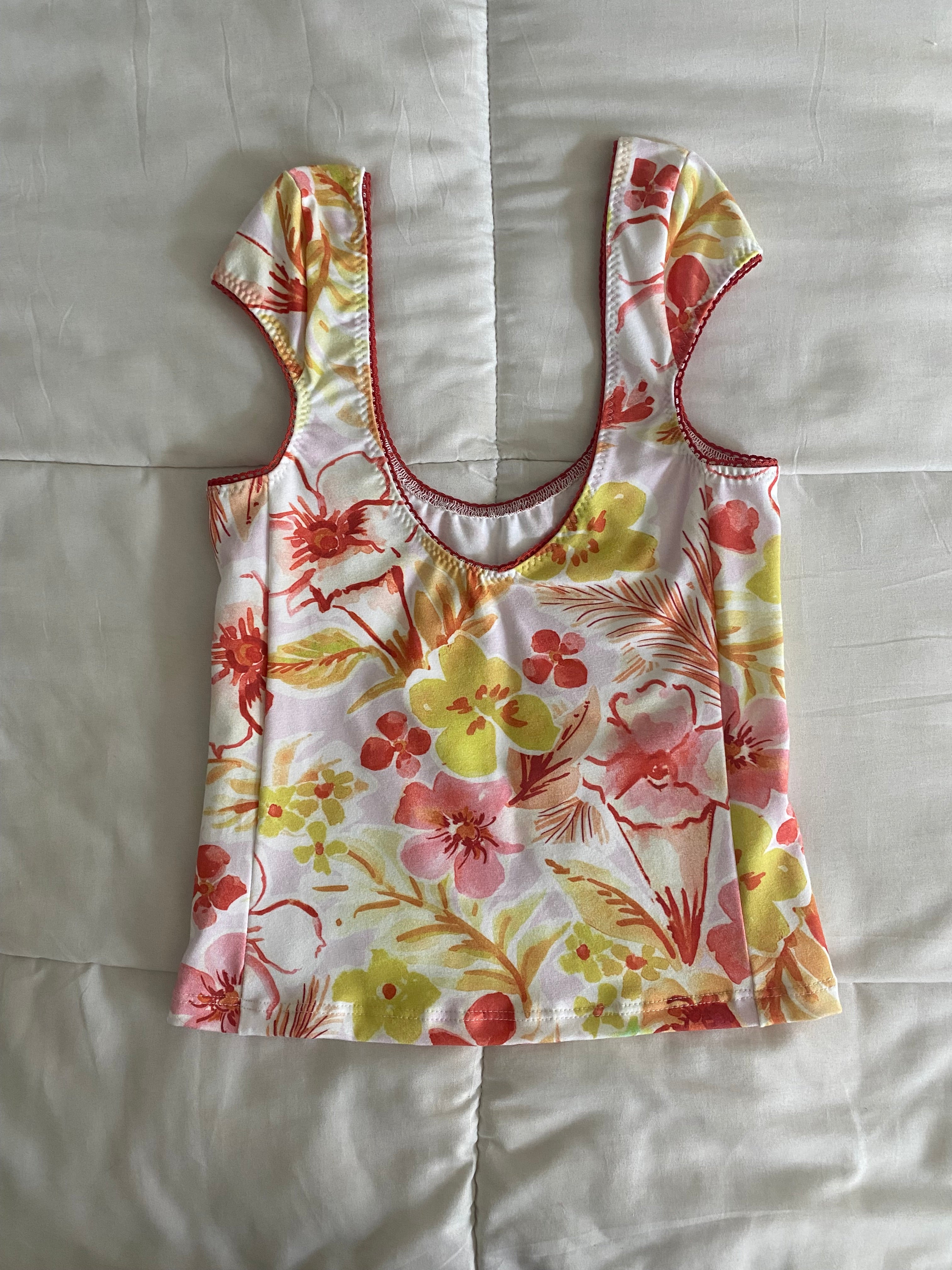 pink & orange floral top