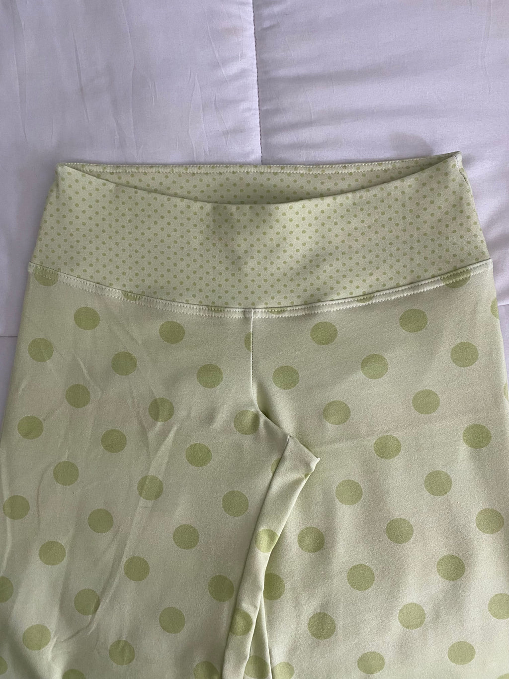 green polka dot pants